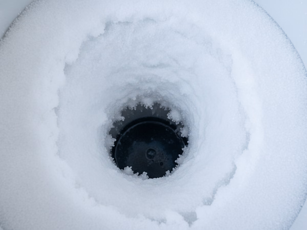 Salt bridge crust inside a brine tank seen from above